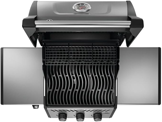 Napoleon Freestyle 365 Propane Gas Outdoor Grill Graphite Grey – 3-Burner BBQ with Porcelain Coated Cast Iron Iconic WAVE™ Cooking Grids