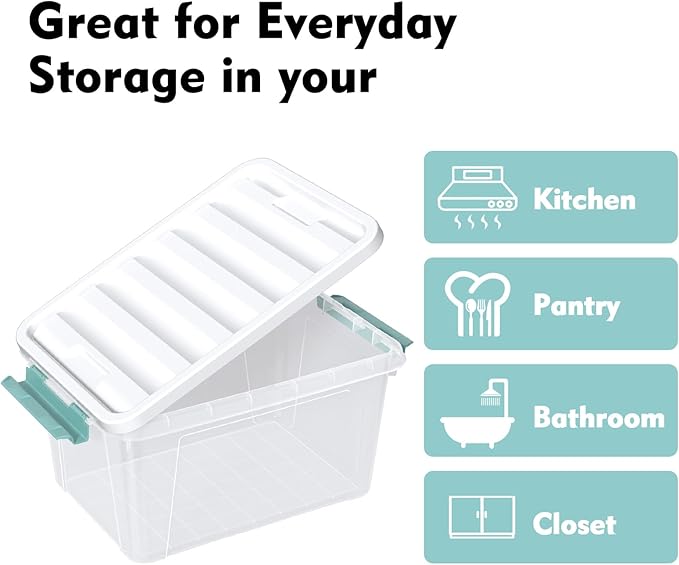 6 Pack 20 Quart Clear Storage Latch Box Plastic Storage Bins with Lids Stackable Storage Containers for Organizing