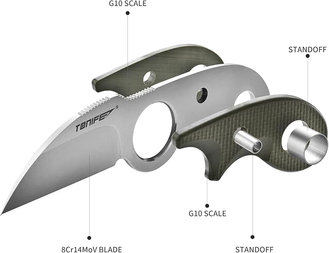 TONIFE Small Fixed Blade Knife Full Tang EDC Camping with Sheath Lanyard and Clip Blade Length 2.172.5 oz.with Sheath(Green - Stonewash)