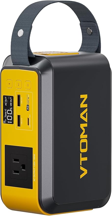 VTOMAN Jump 100 Portable Power Station 88.8Wh Solar Generator LiFePO4 Battery Power Station with 100W (Peak 200W) AC Outlet 1x PD 65W USB-C 2x Regulated 5V/2.4A USB-A for Camping