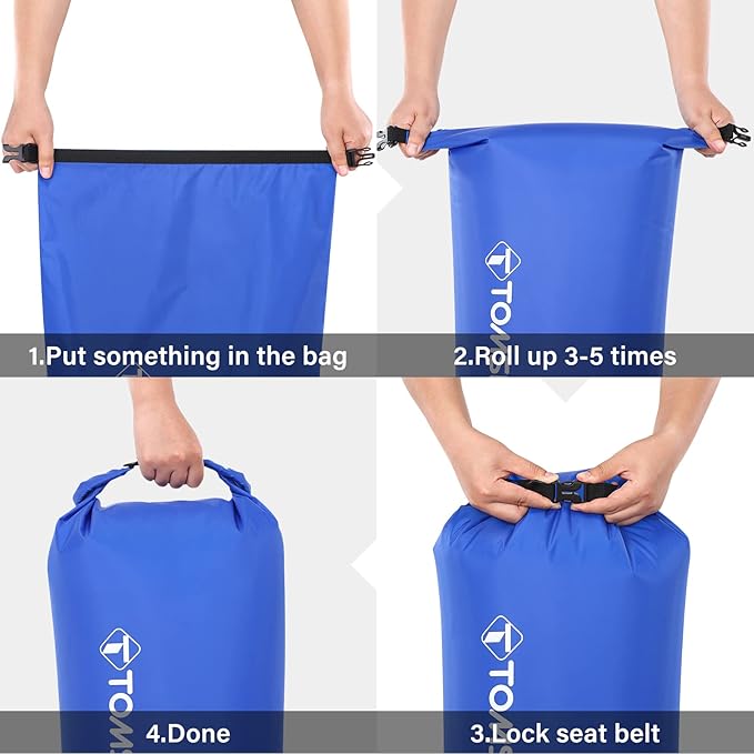 TOMSHOO Dry Bag 3-Pack/5-Pack Lightweight Waterproof Bags Roll Top Sack Set Keeps Gear Dry for Hiking Beach Fishing Kayaking Boating Swimming Camping