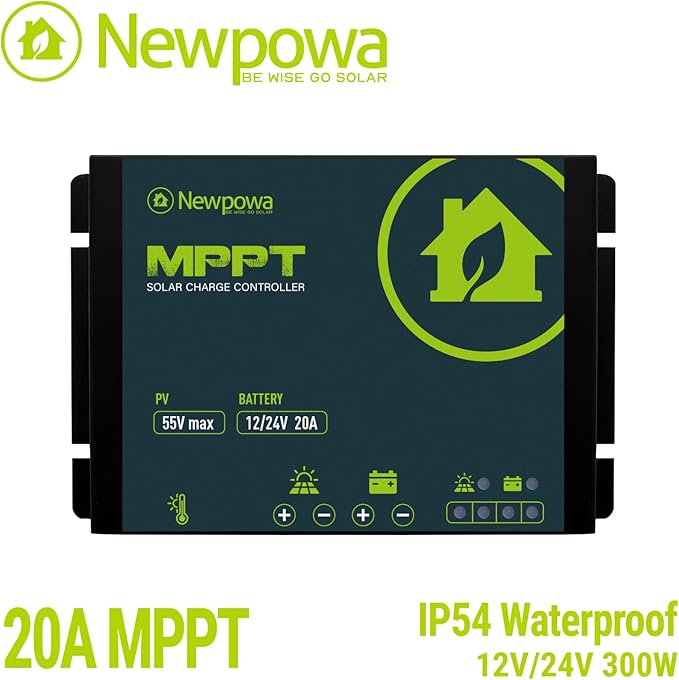 Newpowa 200W Portable Solar Panel Kit with Adjustable Kickstand Case200Watt 12Volt Foldable Panel+20A MPPT Controller+20FT Controller Cable+20ft 12AWG