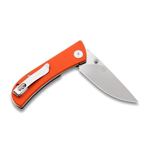 EIKONIC Knives HEAdesigns Fairwind Folding Knife 2.72 D2 Polished Drop Point Blade Orange G10 Handles Liner Lock - 220SOR