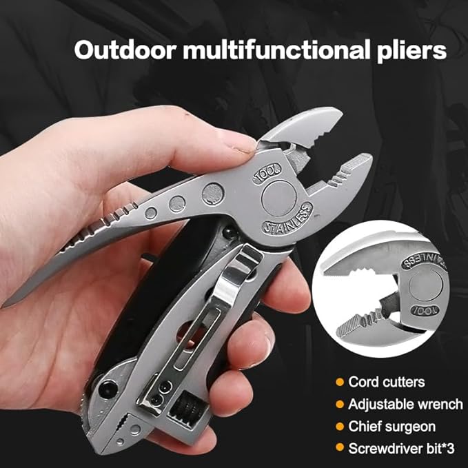 Multifunctional Stainless Steel Pliers &amp Mini Wrench Tool Set Wrench Pocket Kn-IFE Pliers Screwdriver Kit Portable Hand Tool Set for Outdoor Camping/652
