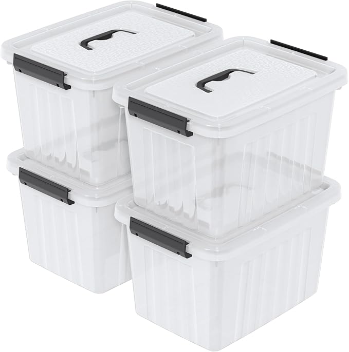 18 Quart Storage Boxes 4-Pack Clear Plastic Storage Bins with Lids