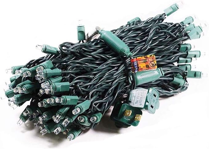 100 Counts Warm White LED Christmas Lights – 50ft 5mm White Christmas Lights Outdoor Commercial Grade Waterproof Indoor Christmas Tree Decorations Green Wire Mini String Lights UL IP:65