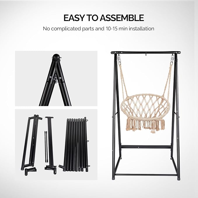 660 LB Capacity Hammock Stand Heavy Duty Steel Chair Stand with Stable Construction Weather-Resistant for Outdoor Patio Garden Balcony(Only Stand)