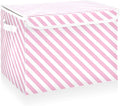 CaTaKu Pink Stripes Storage Bins with Lids and Handles Fabric Large Storage Container Cube Basket with Lid Decorative Storage Boxes for Organizing Clothes