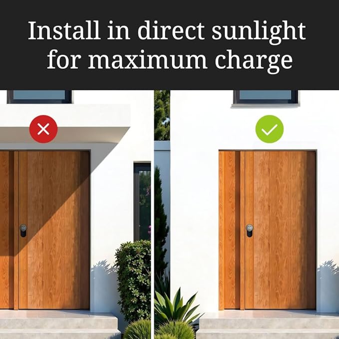 Avia Smart SolarPro. Solar Panel to Recharge The Avia Deadbolt+ Smart Lock. in Good Sunlight Helps Maintain Battery Life for Up to 5 Years*.