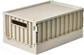 Collapsible Storage Box with Lid Foldable Plastic Storage Bin Stackable Space-Saving Storage Crate for Closet Bedroom Living Room Car Organization (Beige 16.9 × 7.9 × 11.6 in)
