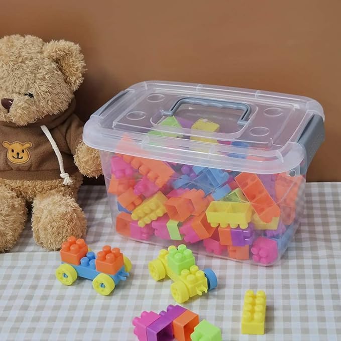 Readsky 5 L Clear Plastic Latch Box with Lids and Handle 6 Packs