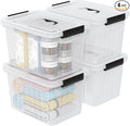 12 L Clear Lidded Storage Box Plastic Latching Bin with Handle 4 Pack