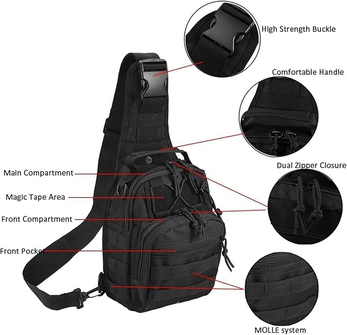 Genérico Compatible For Tactical Shoulder BagNylon Outdoor Sling Daypack Backpack(Army green)
