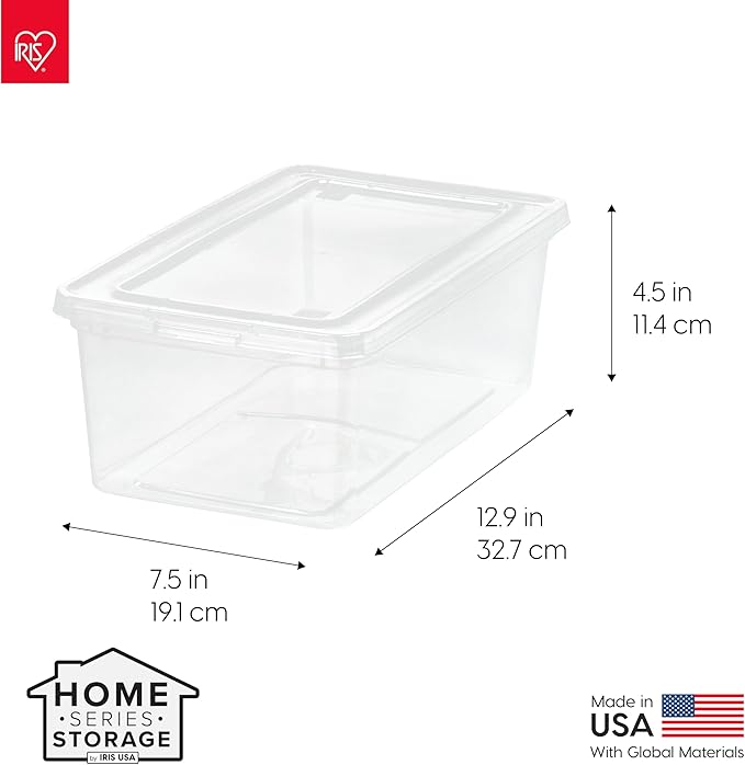 IRIS USA 20-Pack Storage Bins with Lids 6 Quart Shoe Boxes Clear Stackable Containers Organize Shoes Closet Shelves Classroom Organization Teacher Tools Game Storage - BPA-Free Plastic