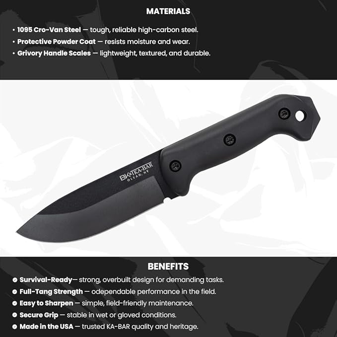 KA-BAR Becker BK2 Campanion Fixed Blade Knife Carbon Steel