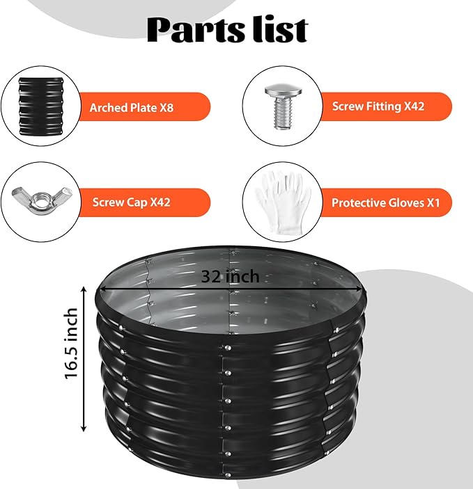 YSEJOMP 32 Inch Round Galvanized Fire Pit Ring/Fire Ring - Foldable and Perfect for Outdoor Gatherings and Campfires in The Yard/Garden/Park/Beach (Black+Gray 2.7 FT Diameter+1.5 FT Tall)