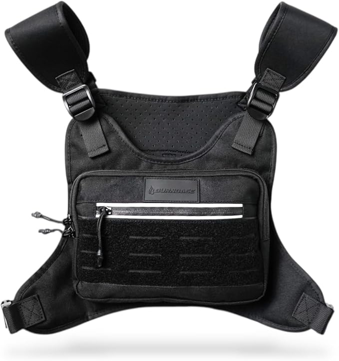 Chest Bag Utility Molle Rig Pouch with Hidden Compartment EDC Travel Pack for Running Hiking Workouts and Outdoor Activities