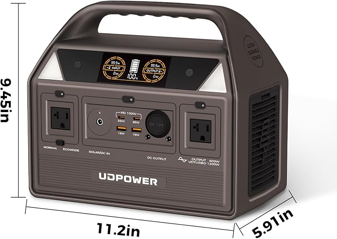 C600 Solar Generator with 120W Solar Panel - 600W Portable Power Station(Surge 1200W) AC Output 595Wh LiFePO4 Battery for Camping Travel RV Emergency Power Backup(Brown)