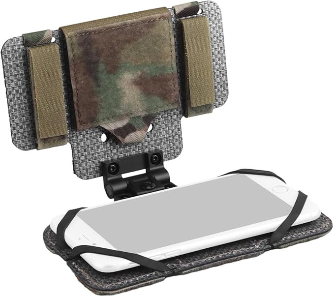 Let Me Be Airsoft Plate Carrier Molle Phone Carrier Outdoor Lightweight Navigation BoardWide Angle Foldable Phone Holder Chest Rig Hovering Mount Tactical Vest Accessory (Camouflage)