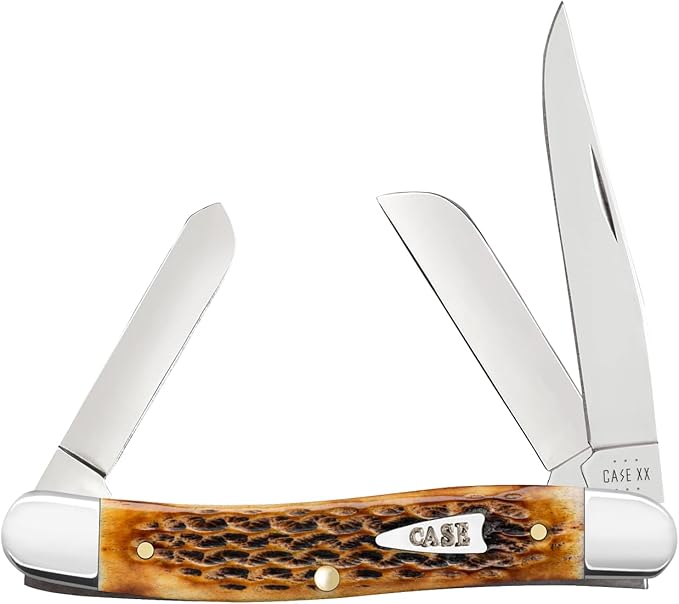 Case XX Pocket Knife BURNT AMBER BONE MEDIUM STOCKMAN IN GIFT TIN Item #10778-6318 SS - Length Closed: 3 5/8Inches