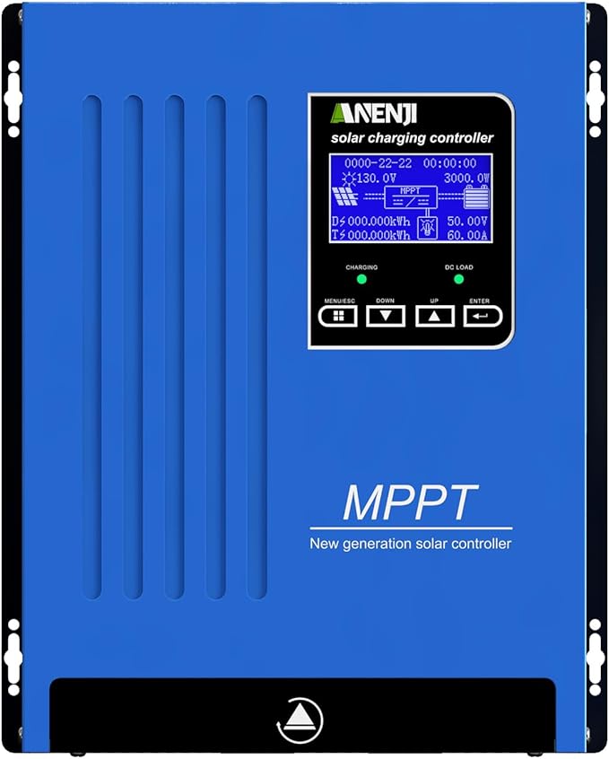ANENJI 100A MPPT Solar Charge Controller 12V/24V/48V Auto Max Input 150V 96.5% High Efficiency LCD Display 4800W for Solar Panel Intelligent Regulator for Lithium/Lead-Acid Battery