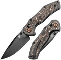 KANSEPT Apollo Pocket Knive 3.11Blackwash CPM S35VN Blade Titanium inlaid Copper Fatcarbon Handle with Thumb Stud Cross Bar Lock Folding for Men Women Sharp Camping Survival Hiking Knives K2107V3