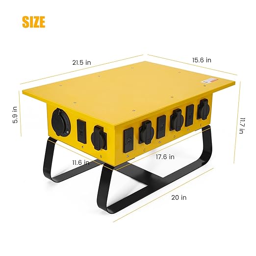 Power Distribution Box Temporary Power Distribution Center 50A California Standard Twist-to-Lock Ideal for Temporary Power Needs