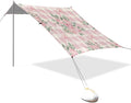 xigua Rose Beach Tent Sun Shelter with Carrying Bag - Silver Coated Oxford Fabric Beach Canopy for Beach Camping Fishing - Includes Windproof Ropes Sandbags &amp Stakes