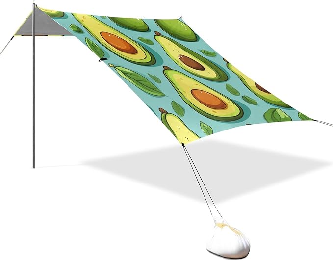 ALAZA Avocado on Blue Beach Tent Sun Shelter Portable Canopy Sunshade for Outdoor Camping Picnics Backyard Fun 10x9 ft