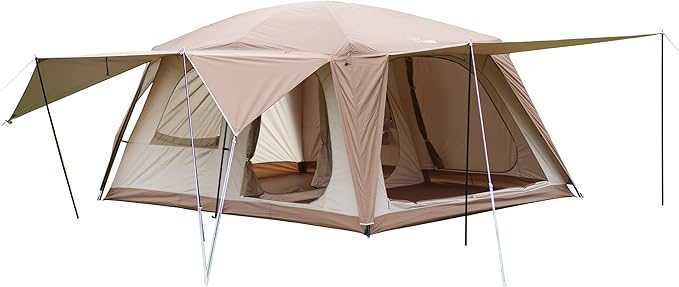 Vidalido 8-10 Person Camping Tent with 3 Door 2 Room Large Family Cabin Tents Double Layer Waterproof Portable Glamping Tent Big Tents for Outdoor Picnic Camping Hiking and Family Gathering