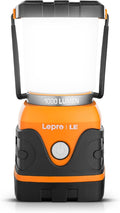 Lepro 1000LM Battery Powered LED Camping Lantern Orange Tent Light with 4 Light Modes Camping Essentials Waterproof Lantern Flashlight for Camping Emergency Light Power Outage Not Rechargeable