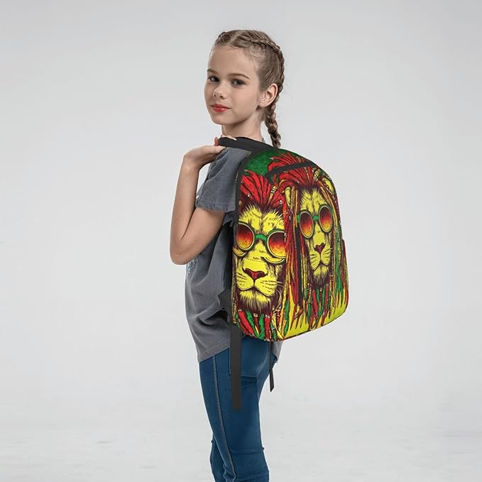 Backpack for Hiking Travel jamaican rasta flag rastafarian reggae lion Bookbag