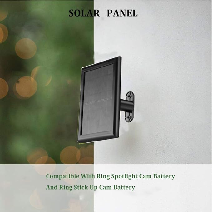 2 Pack Ring Solar Panel(2nd Generation) 5W Solar Panel Charger with Mount for Stick Up Camera &amp Pro Spotlight Plus &amp ProBlack12FT/4M Long Cable with USB-C to Ring Barrel Plug Adapter 。