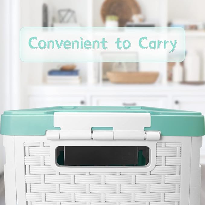 TOPCJ Foldable Storage Bins with LidsCloset OrganizerStackable Plastic Storage Containers with Secure Latching BucklesPerfect Storge Box Organization for Homehome Office(Blue)