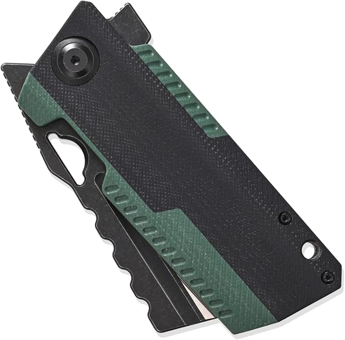 Sitivien ST155 Folding KnifeSandvik 14C28N Steel BladeG10 Handle EDC Tool Knife Pocket Knife for FishingCampingHiking(Black+Green) …