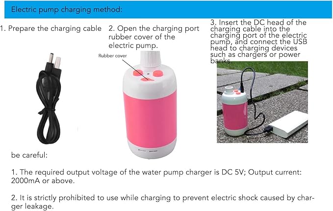 Zunate Portable Electric Shower ABS Material Long Battery Life Outdoor Camp Shower Camping SPA Car Washing with 180CM Pipe for Animal Bathing Plant Watering (Roseate)
