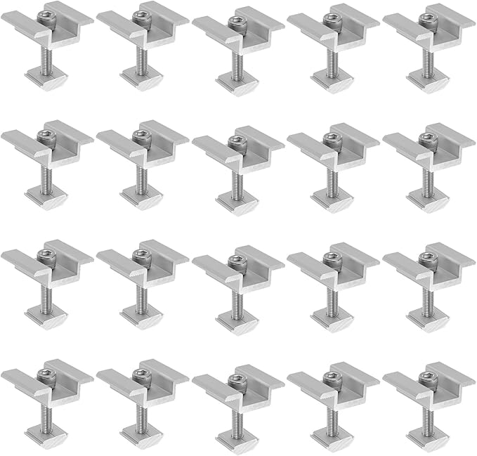 M METERXITY 20-Pack Solar Panel Mount Mid Clamps 35mm PV Panel Bracket Corrosion-free Aluminum Anodized Solar Mid Clamp for Roof/Wall/Boat/PV System/RVs Solar Panel Mounting Brackets [White]
