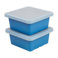 ECR4Kids Stackable Square Bins with Non-Snap Lids Multipurpose Organization French Blue 2-Pack
