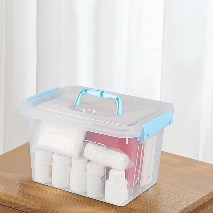 Hespama 6 Quart Storage Bin Plastic Latching Box/Container with Lid 4 Packs