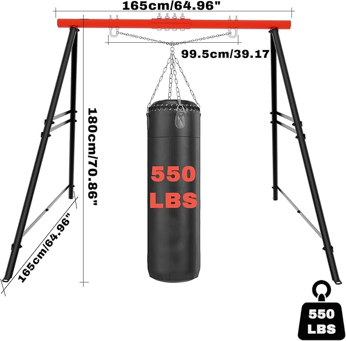A-Frame Swing Stand - 550lbs Weight Capacity for Yoga Hammock Saucer Baby Porch Swing (NOT Included) - Red