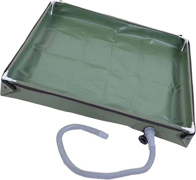 Focket Portable Shower Pan Foldable Design Outdoor Shower Base Camping with Detachable Drain Pipe for Camping RV Beach Indoor Use (OD Green 80x80x10cm / 31.5x31.5x3.9in)