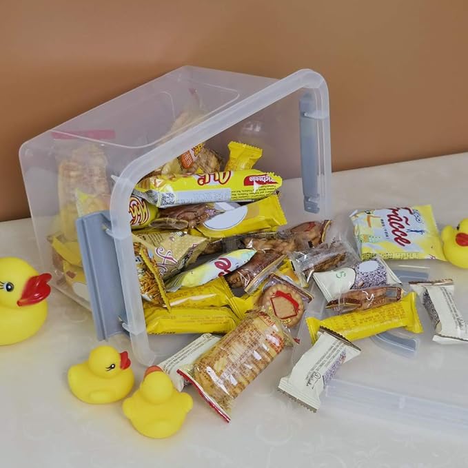 Vababa 6 Quart Clear Plastic Storage Box Latch Box with Handle 6-Pack