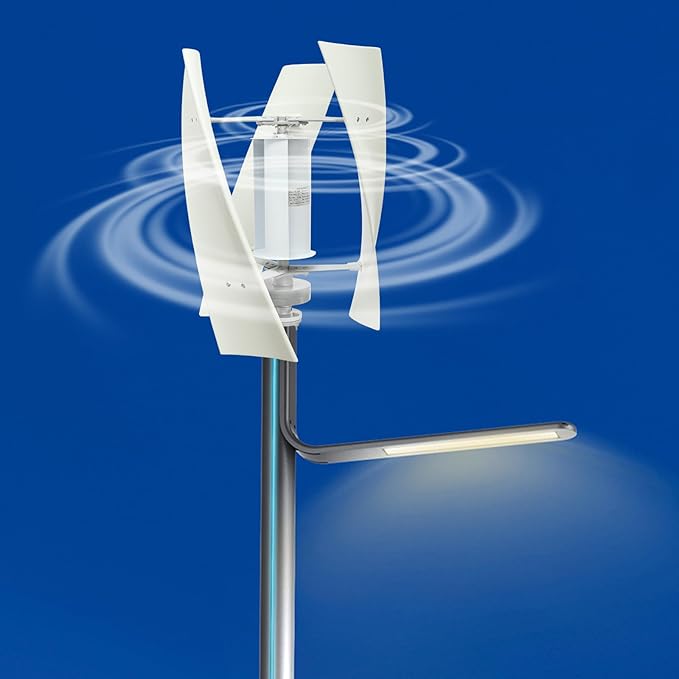 100W Vertical Axis Wind Turbine Generator Permanent Magnet Generator with Intelligent Controller Low Noise Helical Design Windmill for Home Boats Street Lighting (24V100wStyle 1 White)