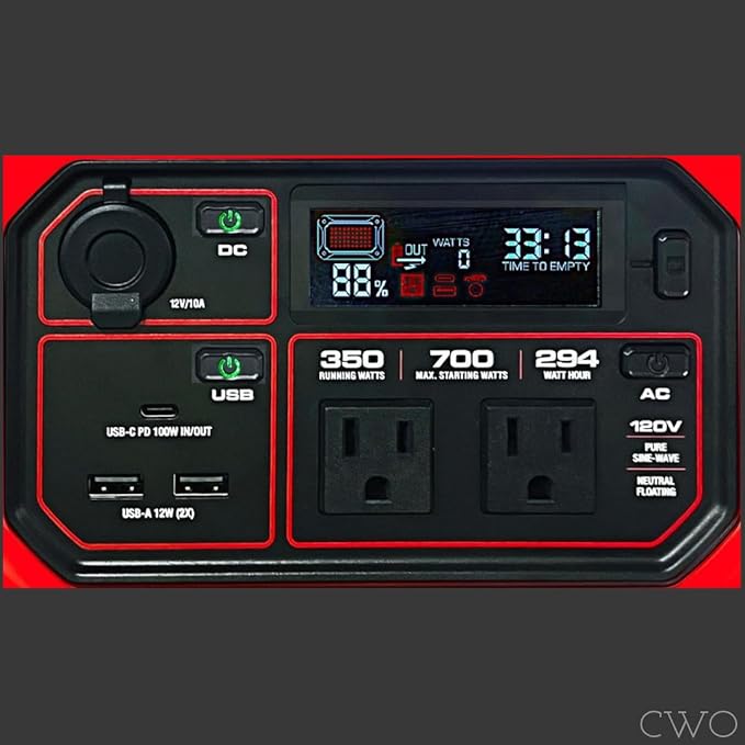 NEW! FITS PREDATOR 350 Power Station 350 Running Watt 294 Wh Capacity - 700 starting Watts Pure Sine Wave Powers 6 Devices at Once Charge by Solar Car AC USB-C BC FCC TUV UN38.3 Certified