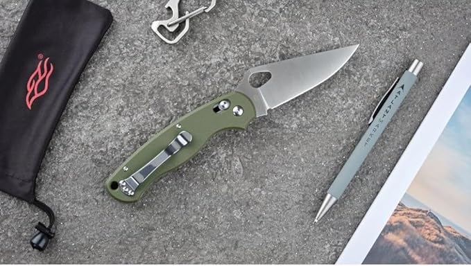 Ganzo G729-GR Folding Pocket Knife 440C Stainless Steel Blade Ergonomic G10 Non-Slip Handle with Clip Hunting Fishing Camping Folder Axis Lock Outdoor EDC Knife (Green)