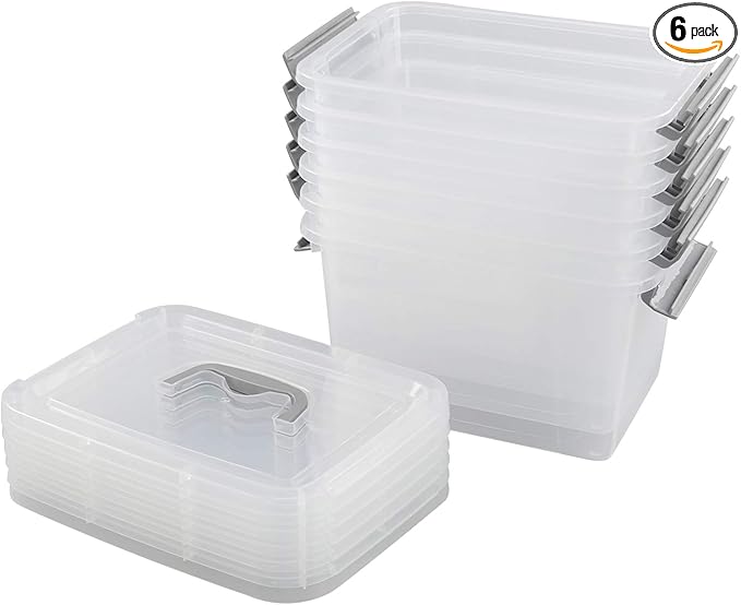 5 Quart Storage Box with Lid 6 Packs Small Plastic Box Tote Bin