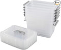 5 Quart Storage Box with Lid 6 Packs Small Plastic Box Tote Bin