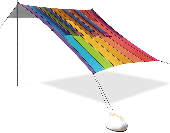ALAZA Piano Keys Rainbow Colors Beach Tent Sun Shelter Portable Canopy Sunshade for Outdoor Camping Picnics Backyard Fun 10x9 ft