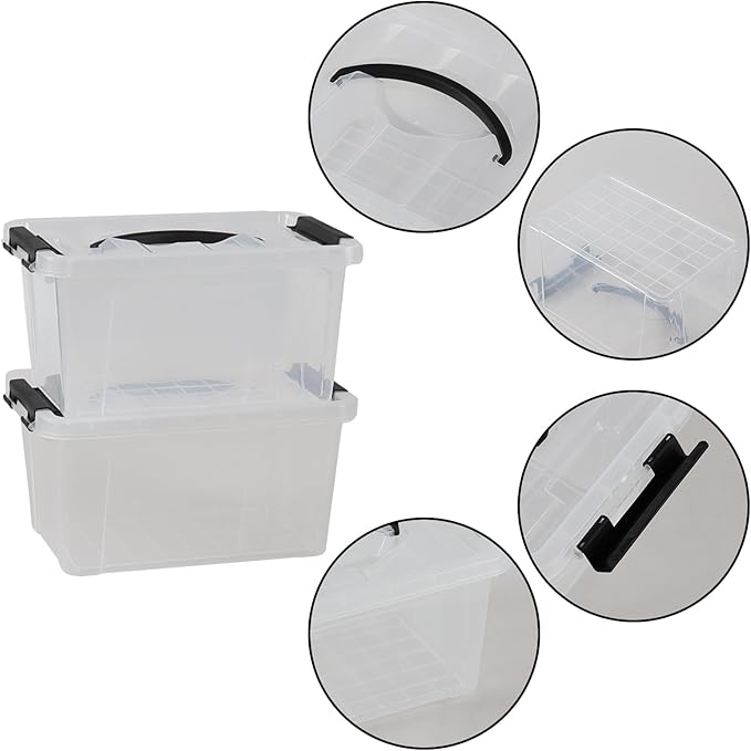 6 Liter Plastic Storage Box Clear Storage Bin with Lids Set of 6