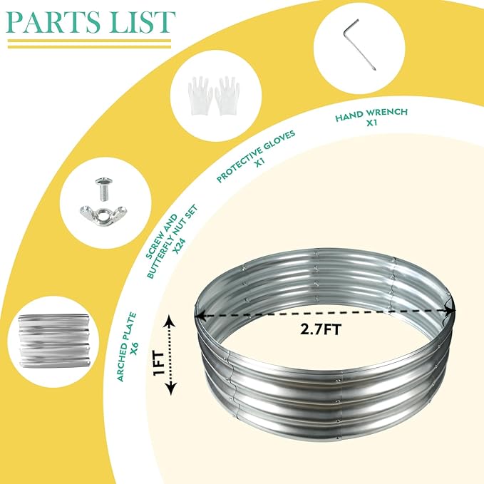 YSEJOMP 32 Inch Diameter Round Galvanized Fire Pit Ring/Fire Ring - Foldable and Perfect for Outdoor Gatherings and Campfires in The Yard/Garden/Park/Beach (Silver 2.7 FT Diameter)